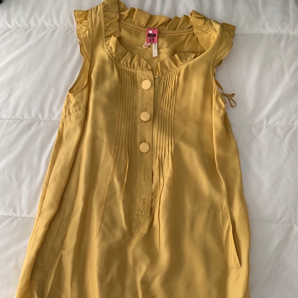 Yellow silky dress